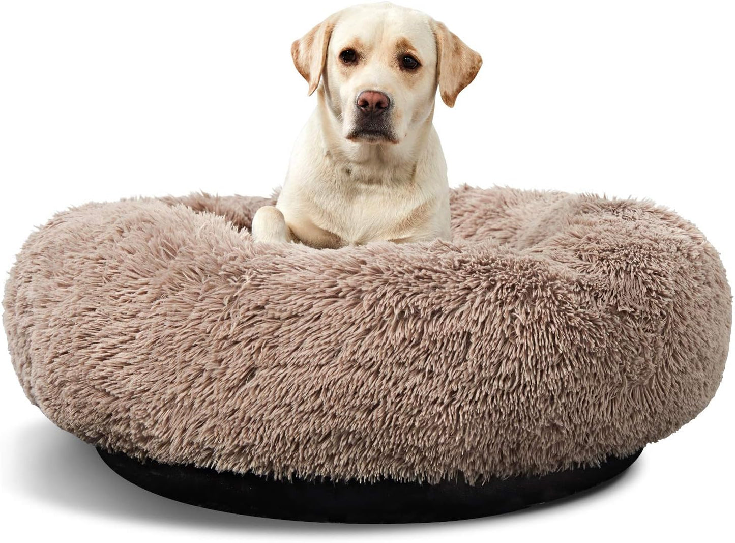 Large Washable Dog Round Bed - Comfortable Calming Donut Cuddler