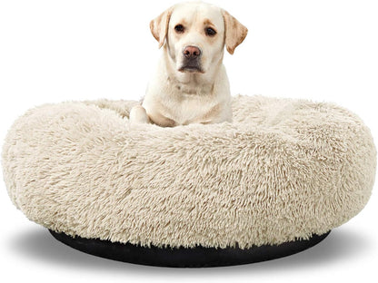 Large Washable Dog Round Bed - Comfortable Calming Donut Cuddler