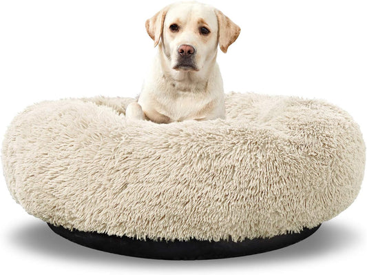 Large Washable Dog Round Bed - Comfortable Calming Donut Cuddler