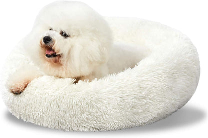 Large Washable Dog Round Bed - Comfortable Calming Donut Cuddler