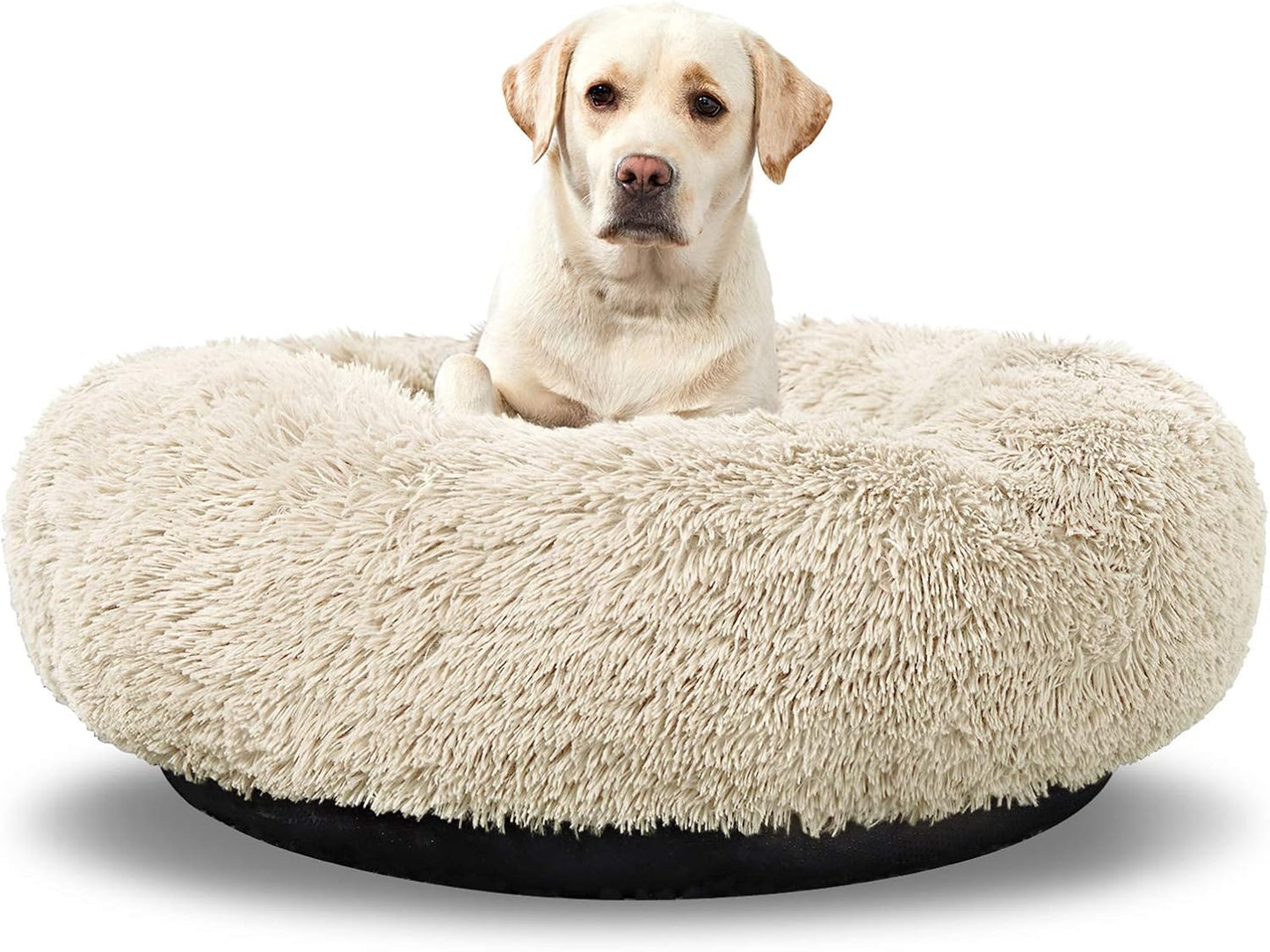 Large Washable Dog Round Bed - Comfortable Calming Donut Cuddler