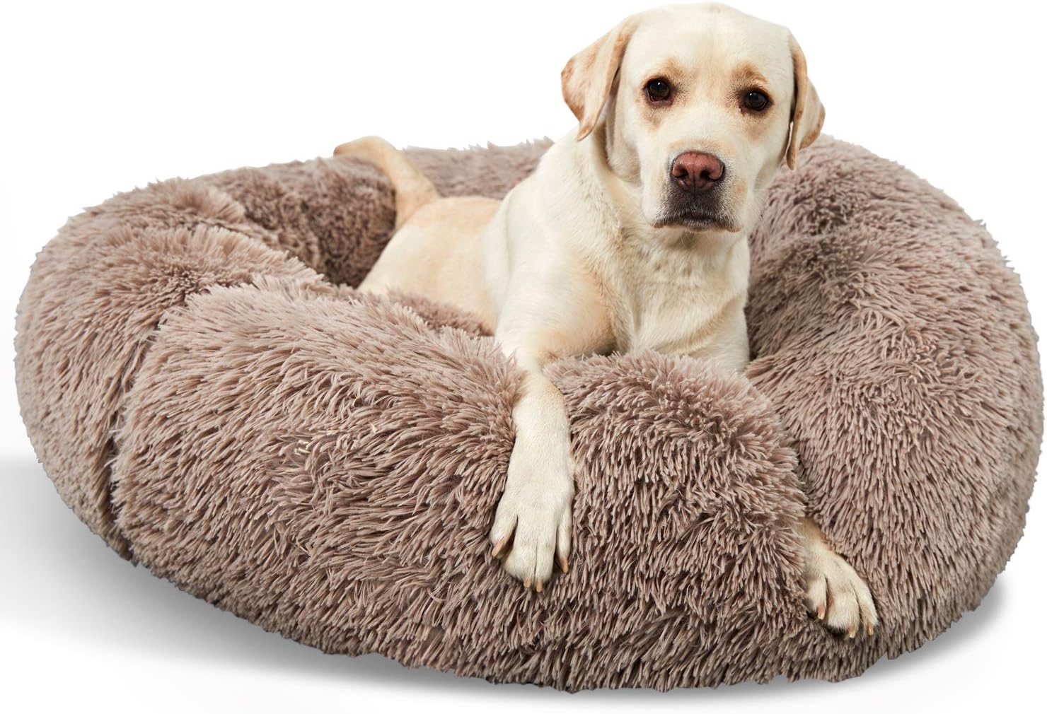 Large Washable Dog Round Bed - Comfortable Calming Donut Cuddler