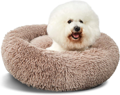 Large Washable Dog Round Bed - Comfortable Calming Donut Cuddler