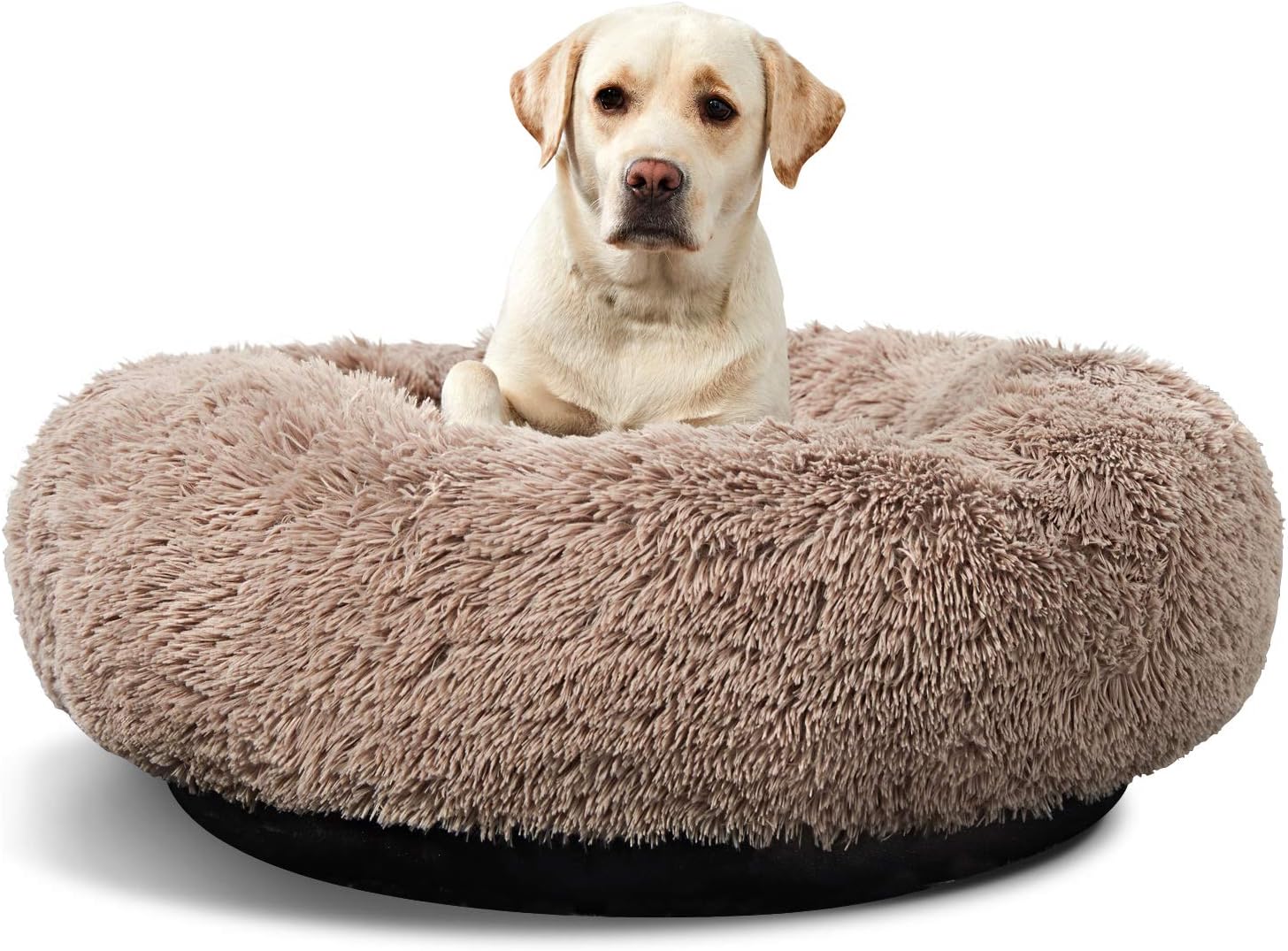 Large Washable Dog Round Bed - Comfortable Calming Donut Cuddler