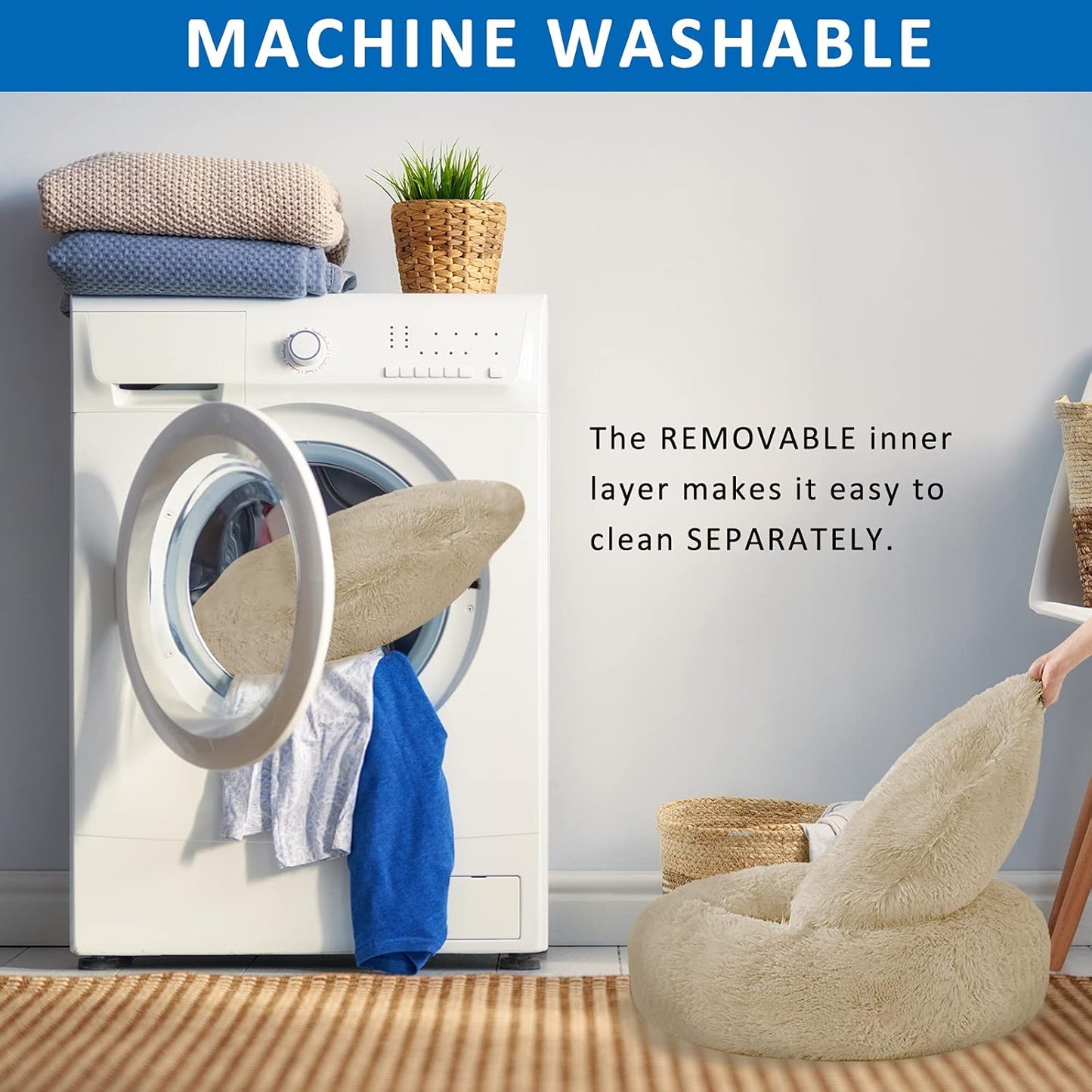 Large Washable Dog Round Bed - Comfortable Calming Donut Cuddler