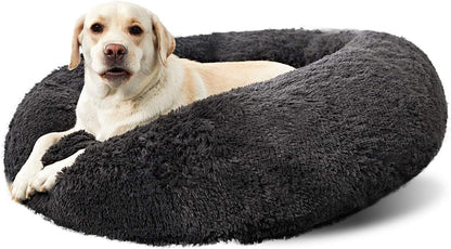 Large Washable Dog Round Bed - Comfortable Calming Donut Cuddler