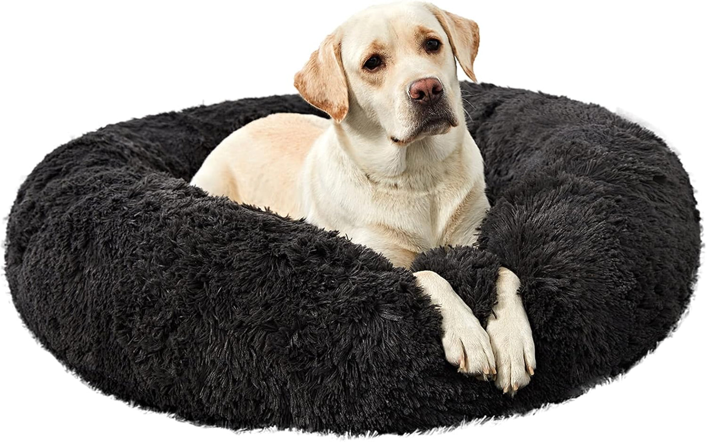 Large Washable Dog Round Bed - Comfortable Calming Donut Cuddler