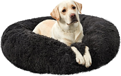Large Washable Dog Round Bed - Comfortable Calming Donut Cuddler
