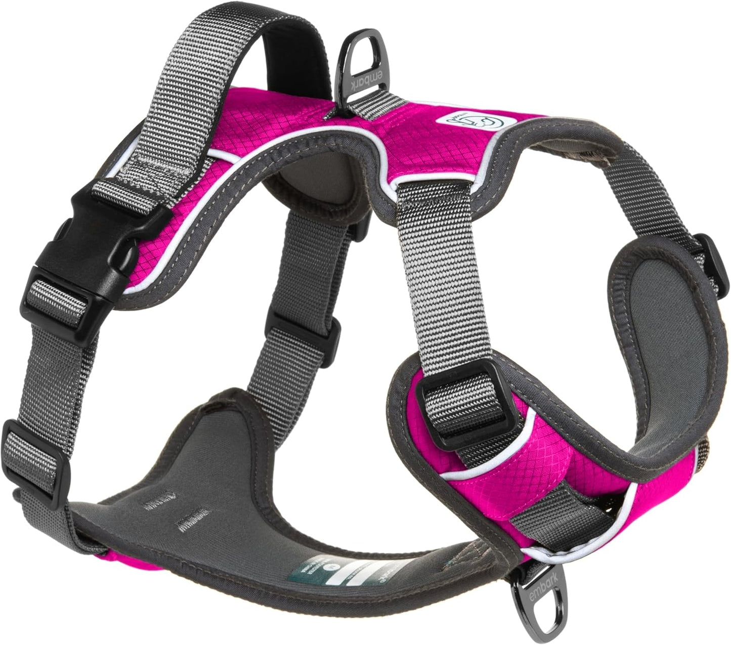 Embark Adventure Dog Harness, Reflective Trim XL Dog Harness for Extra Large Dogs No Pull - Military Grade Nylon, 2 Leash Clips & Gel Lined Handle. Soft & Padded Puppy