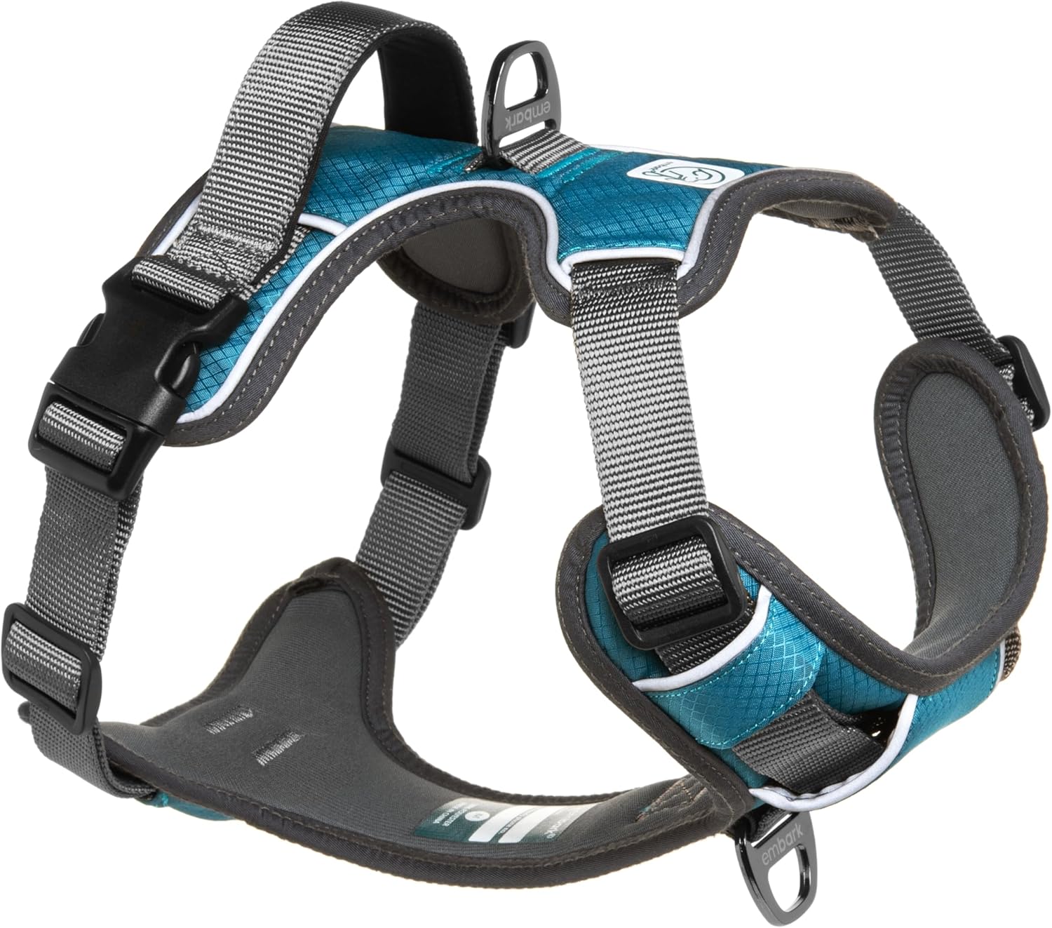 Embark Adventure Dog Harness, Reflective Trim XL Dog Harness for Extra Large Dogs No Pull - Military Grade Nylon, 2 Leash Clips & Gel Lined Handle. Soft & Padded Puppy